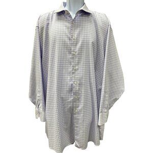 Collection by Michael Strahan Mens PurpleWhite Checkered Dress Shirt 18.5  SKU 1